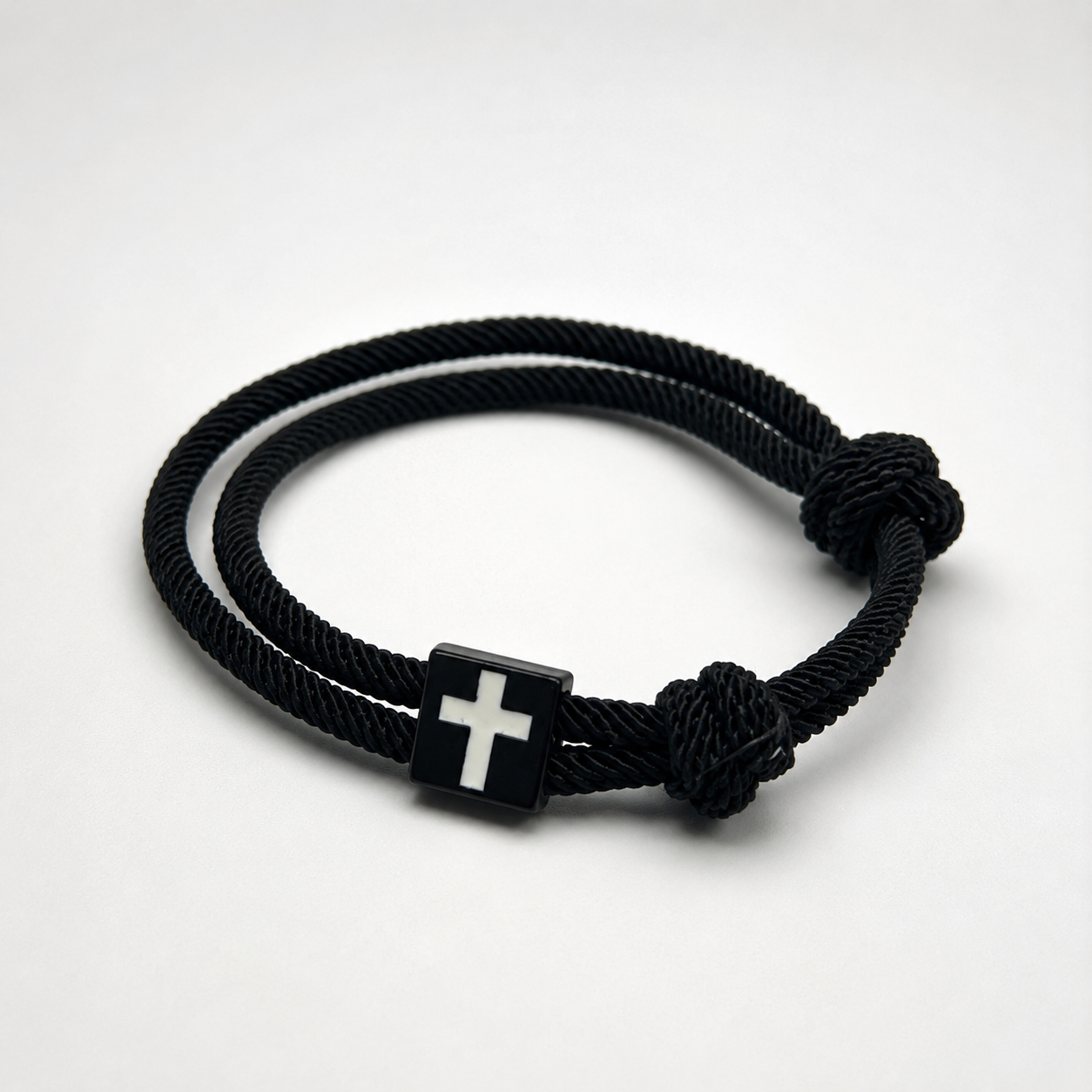 Black Cord Cross Bracelet